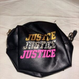 Justice Black and Pink Cosmetic Bag with Glossy Finish